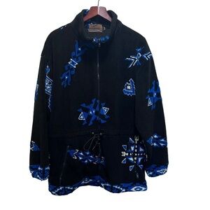Zecuda Black Fleece Teddy Sherpa Aztec Jacket Lightweight Southwestern